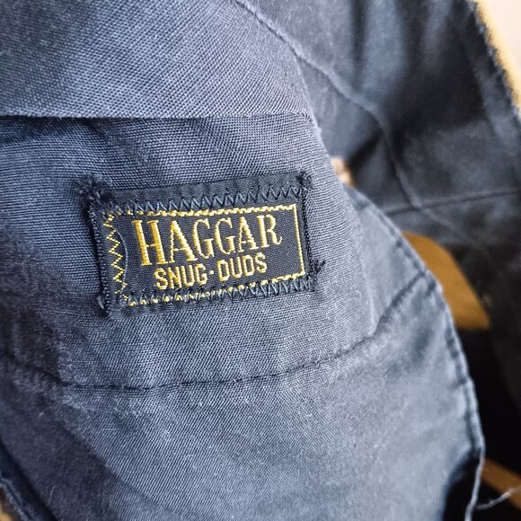 34x27 Men's Vintage Trousers 1960's Haggar Snug-Duds Khaki Flat-Front Mod Pants - Picture 3 of 8